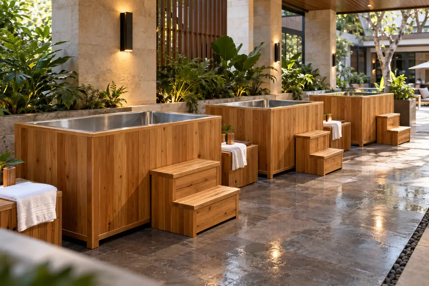 Ice Bath Kayu Solid Premium Pilihan Alami untuk Villa & Spa